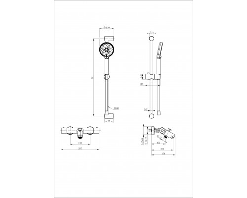Купить Смеситель для ванны с душевым гарнитуром и термостатом WONZON & WOGHAND, Хром (WW-C2002-A-CR) в магазине сантехники Santeh-Crystal.ru
