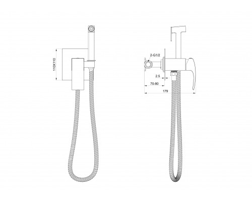 Купить Смеситель с гигиеническим душем встраиваемый WONZON & WOGHAND, Темный графит (WW-88829009-BGM) в магазине сантехники Santeh-Crystal.ru
