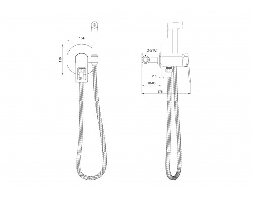 Приобрести Смеситель с гигиеническим душем встраиваемый WONZON & WOGHAND, Темный графит (WW-88829010-BGM) в магазине сантехники Santeh-Crystal.ru