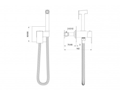 Приобрести Смеситель с гигиеническим душем встраиваемый WONZON & WOGHAND, Темный графит (WW-88829903-BGM) в магазине сантехники Santeh-Crystal.ru