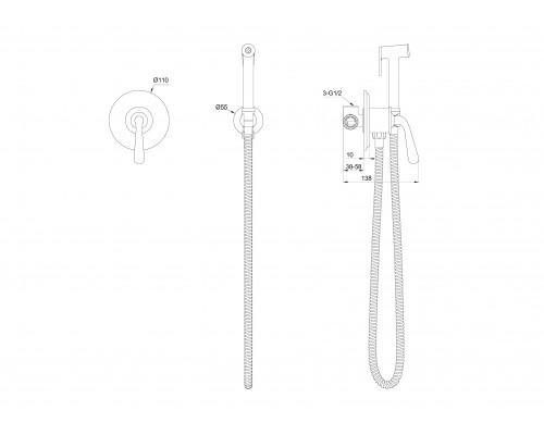 Заказать Смеситель с гигиеническим душем встраиваемый WONZON & WOGHAND, Брашированное золото (WW-88849008-BG) в магазине сантехники Santeh-Crystal.ru
