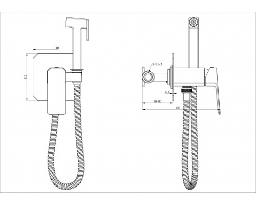 Купить Смеситель с гигиеническим душем встраиваемый WONZON & WOGHAND, Брашированное золото (WW-88829011-BG) в магазине сантехники Santeh-Crystal.ru