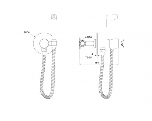 Купить Смеситель с гигиеническим душем и термостатом, встраиваемая WONZON & WOGHAND, Хром (WW-88829909-CR) в магазине сантехники Santeh-Crystal.ru