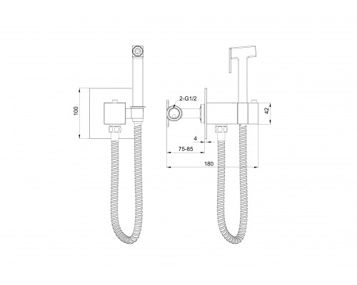 Приобрести Смеситель с гигиеническим душем и термостатом, встраиваемая WONZON & WOGHAND, Темный графит (WW-88829910-BGM) в магазине сантехники Santeh-Crystal.ru