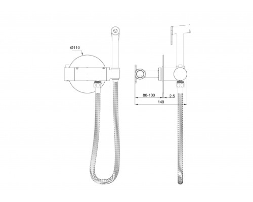 Купить Смеситель с гигиеническим душем и термостатом встраиваемый WONZON & WOGHAND, Брашированное золото (WW-88819902-BG) в магазине сантехники Santeh-Crystal.ru