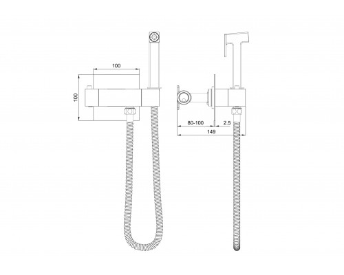 Приобрести Смеситель с гигиеническим душем и термостатом встраиваемый WONZON & WOGHAND, Темный графит (WW-88819903-BGM) в магазине сантехники Santeh-Crystal.ru
