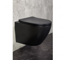 Унитаз подвесной безободковый, черный глянец (крышка дюропласт-микролифт) Z19-05b