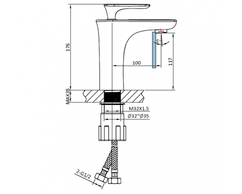 Смеситель для раковины AltroBagno Aperto 0108 Cr