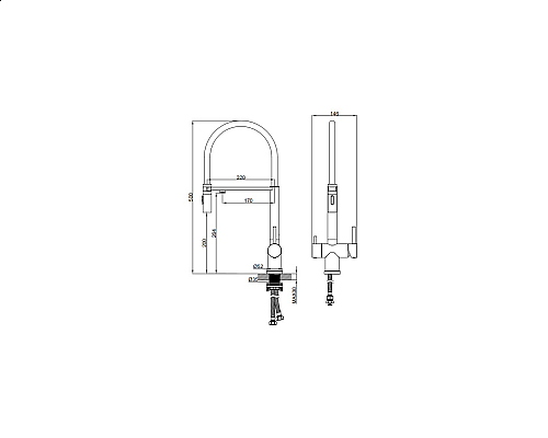 Смеситель для кухни с гибким изливом AltroBagno Flusso 050202 OrSp