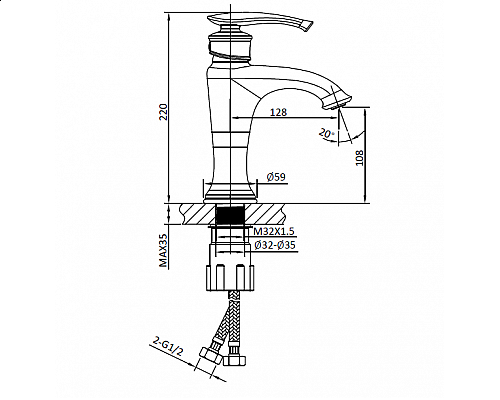 Смеситель для раковины AltroBagno Beatrice 0116 Bi