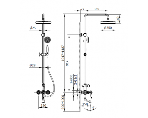 Душевая система AltroBagno Opera 030206 Or