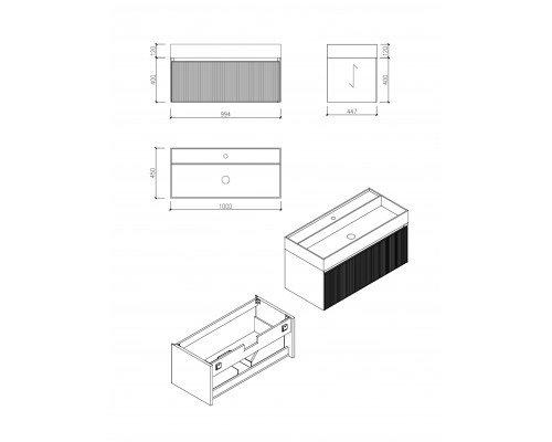 Тумба c раковиной AltroBagno Pino 1000 Walnut/Italian Grey