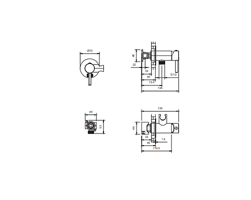 Встраиваемый гигиенический душ AltroBagno BM 060123 RaSp