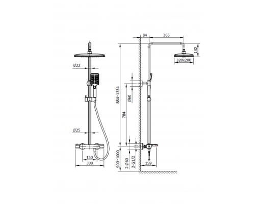 Душевая система с термостатом AltroBagno Lamberto 030418 MB