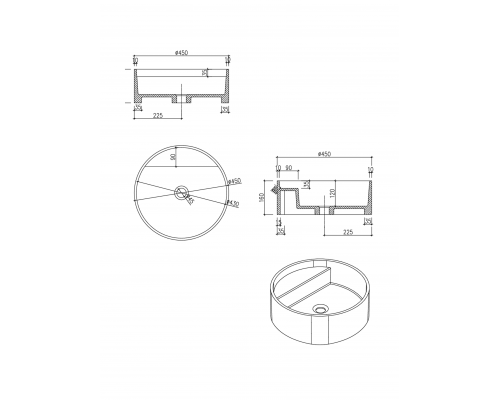 Тумба с раковиной AltroBagno Chia 450 Grey Oak/Cararra White