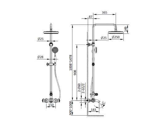 Душевая система с термостатом AltroBagno Beatrice 030407 BrNe