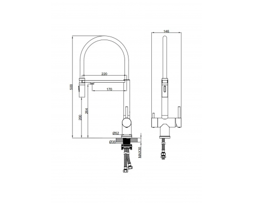 Смеситель для кухни с гибким изливом AltroBagno Flusso 050206 BC