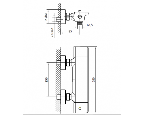 Смеситель для душа с термостатом AltroBagno Lamberto 030501 Cr