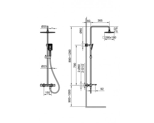 Душевая система с термостатом AltroBagno Lamberto 030417 NeOp