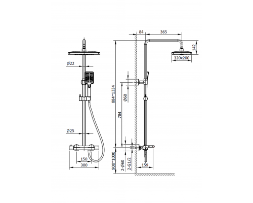 Душевая система с термостатом AltroBagno Lamberto 030417 MB