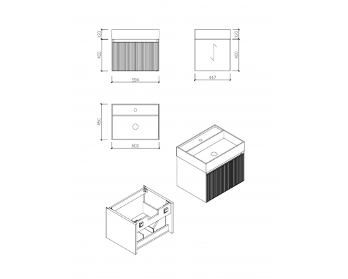 Тумба c раковиной AltroBagno Pino 600 Walnut/Italian Grey