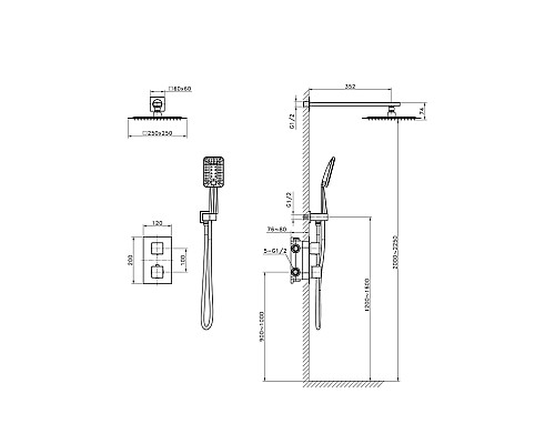 Душевая система с термостатом AltroBagno Aperto 040104 NeOp