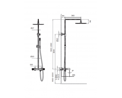 Душевая система с термостатом AltroBagno Intento 030433 GM