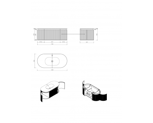 Тумба с раковиной AltroBagno Calenella 1200 Smoked Oak/White