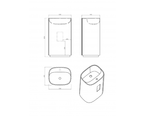 Раковина напольная AltroBagno Koko 500 White