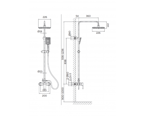 Душевая система AltroBagno Lamberto 030103 MB
