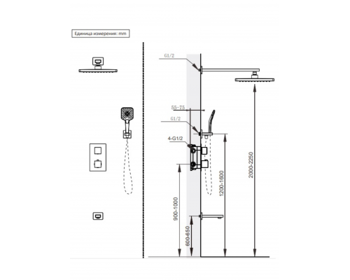 Душевая система с термостатом AltroBagno Lamberto 040411 GM