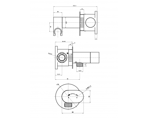 Встраиваемый гигиенический душ AltroBagno Universale 060143 GM