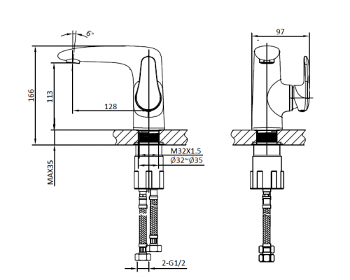 Смеситель для раковины AltroBagno Squalo 0106 Cr