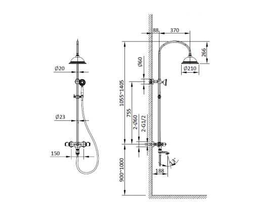 Душевая система с термостатом AltroBagno Beatrice 030404 Or