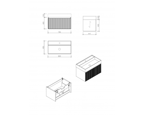 Тумба c раковиной AltroBagno Pino 800 Walnut/Italian Grey