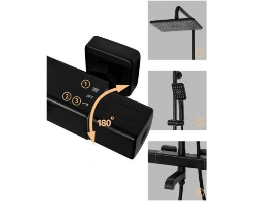 Душевая система с термостатом Grocenberg GB7005 Черный матовый