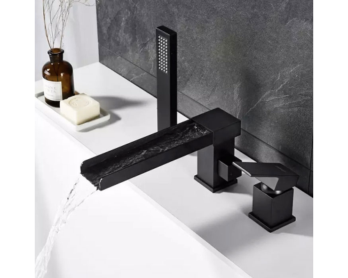 Смеситель на борт ванны Groсenberg GB6008-2 Черный матовый