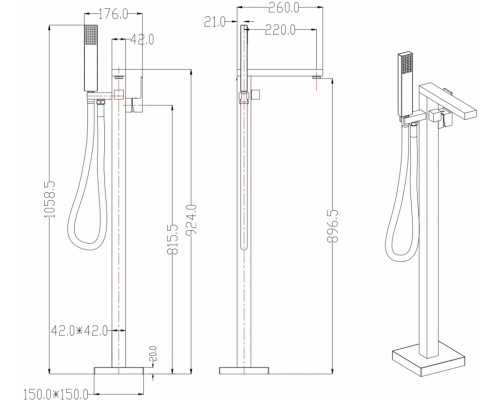 Смеситель напольный Groсenberg GB800 Бронза