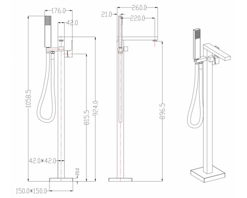 Смеситель напольный Groсenberg GB800 Золото