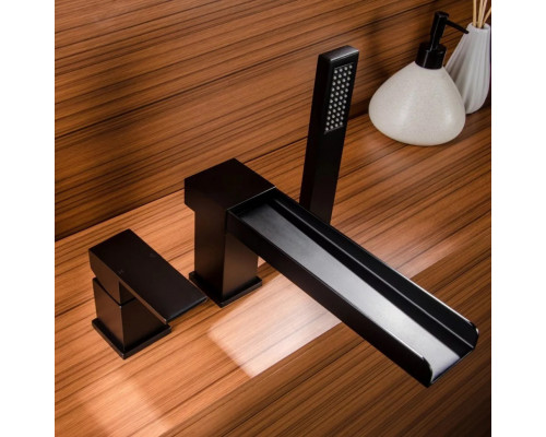 Смеситель на борт ванны Groсenberg GB6008-2 Черный матовый