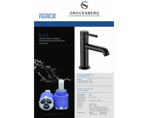 Смеситель для раковины стандартный Grocenberg GB2099BL Чёрный матовый