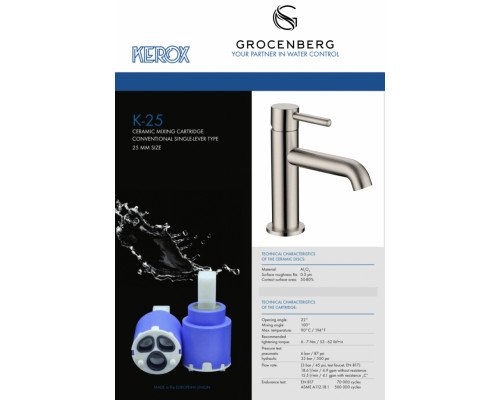 Смеситель для раковины стандартный Grocenberg GB2099NK Никель