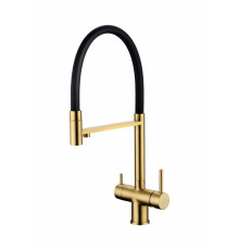 Смеситель для кухни Grocenberg GB4099 с гибким изливом Матовое золото