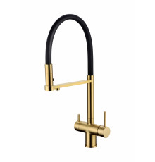 Смеситель для кухни Grocenberg GB4095 с гибким изливом Матовое золото