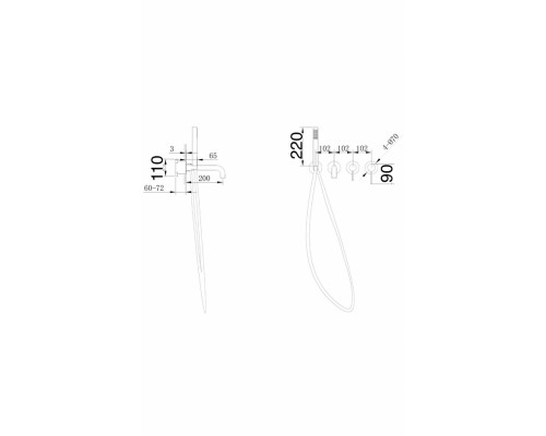 Смеситель для ванны с ручным душем Grocenberg GB5070MG Матовое золото
