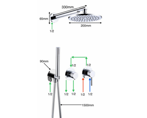 Душевой комплект Grocenberg GB5090CR Хром