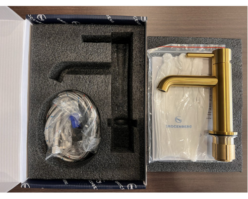 Смеситель для раковины стандартный Grocenberg GB2099GL золотой брашированный