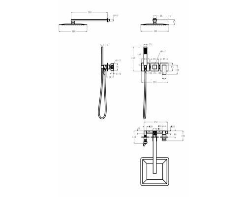 Душевая система скрытого монтажа Grocenberg GB5080MG с Картриджем Kerox (Венгрия)