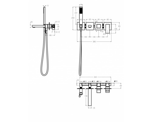Смеситель для ванны скрытого монтажа Grocenberg GB5060MG с Картриджем Kerox (Венгрия)