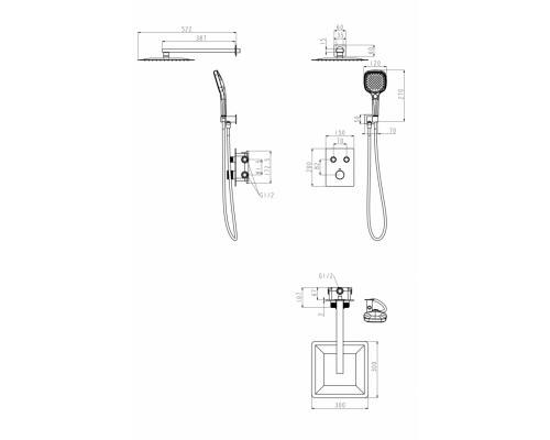 Душевая система скрытого монтажа Grocenberg GB5040CR с Термостатом Vernet (Франция)
